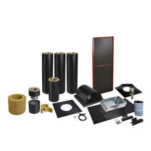 Skorstenspaket 2, Ø200 mm. Skorstenslängd 2931-3370 mm. Svart