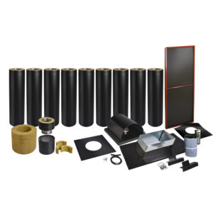 Skorstenspaket 13, Ø130 mm. Skorstenslängd 8071-8570 mm. Svart