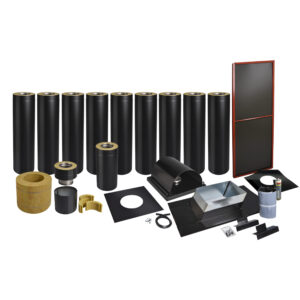 Skorstenspaket 14, Ø130 mm. Skorstenslängd 8571-9010 mm. Svart