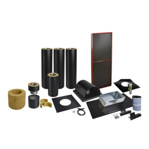 Skorstenspaket 2, Ø200 mm. Skorstenslängd 2931-3370 mm. Svart