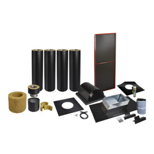 Skorstenspaket 3, Ø200 mm. Skorstenslängd 3371-3870 mm. Svart