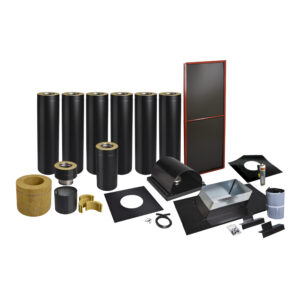 Skorstenspaket 8, Ø200 mm. Skorstenslängd 5751-6190 mm. Svart