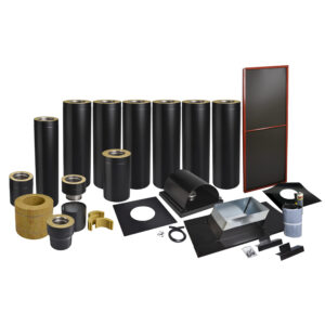 Skorstenspaket 11, Ø150 mm. Skorstenslängd 7071-7510 mm. Svart