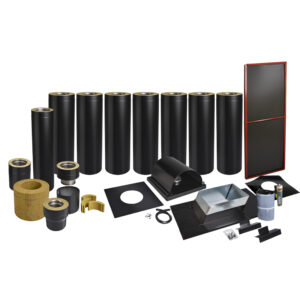 Skorstenspaket 12, Ø150 mm. Skorstenslängd 7511-8010 mm. Svart