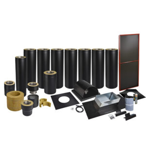 Skorstenspaket 13, Ø150 mm. Skorstenslängd 8011-8450 mm. Svart